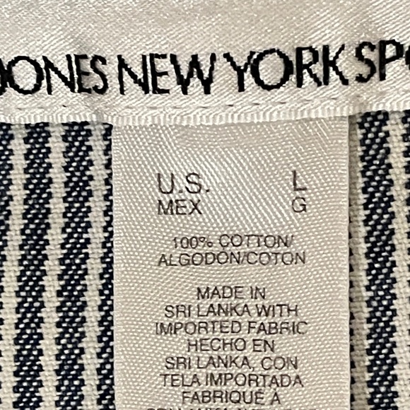 Jones New York Sport blue & white striped denim jacket 100% cotton. 3 pockets. L - Picture 12 of 13